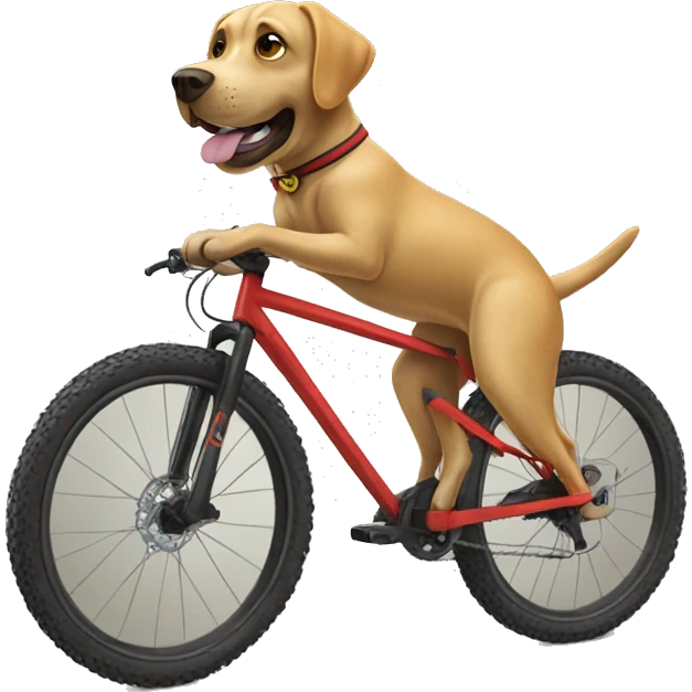 Labrador riding a real mountain bike emoji