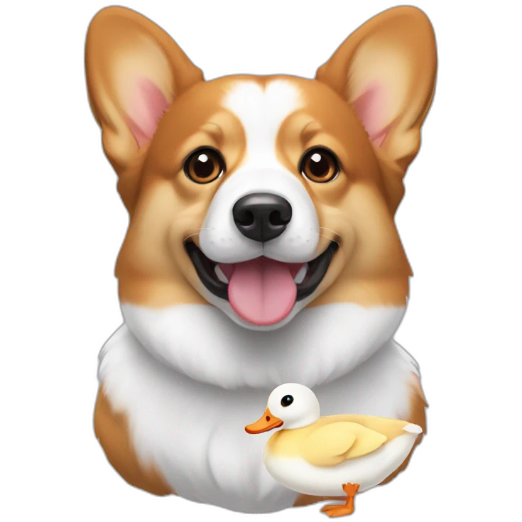 tricolor corgi with white ducks emoji