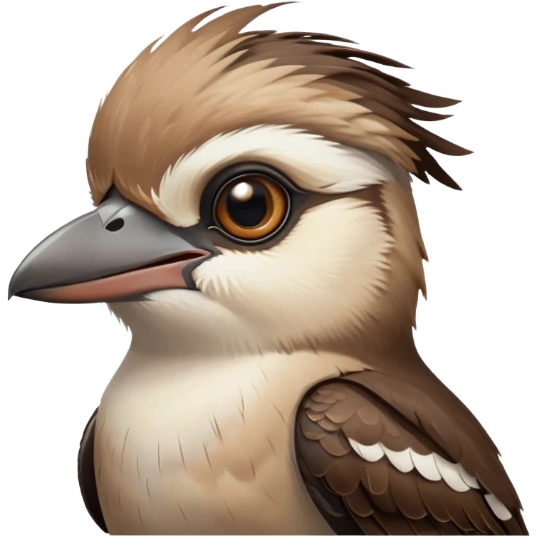cinematic-cute-kookaburra-portrait-emoji,-head-tilted-playfully-and-inquisitively,-featuring-a-glossy-brown-plumage-with-subtle-cream-accents-and-a-perky,-expressive-beak,-round,-sparkling-large-eyes-filled-with-curious-mirth,-simplified-ye copy 2 emoji