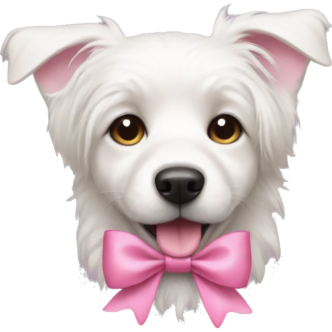 White dog with pink bow emoji