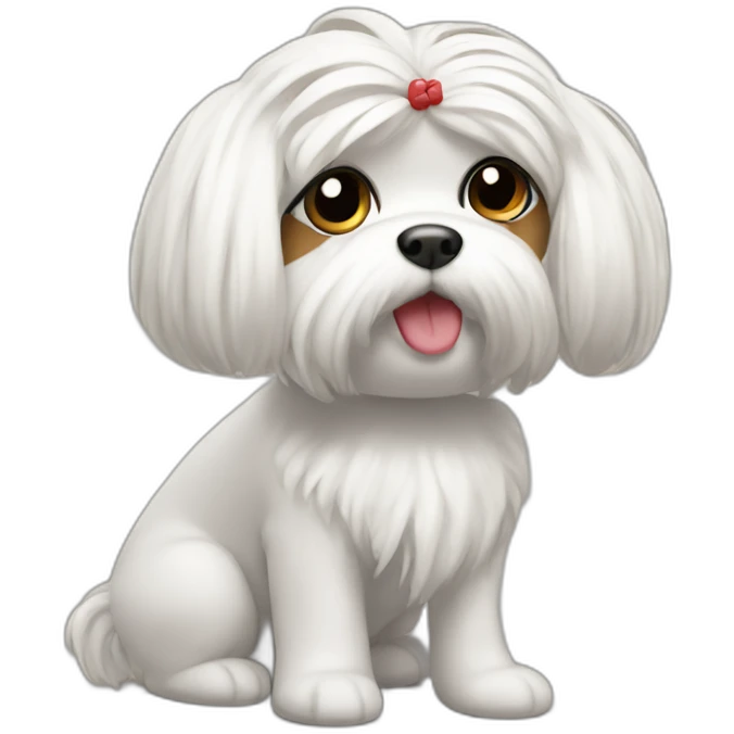 Maltese with hair tied up emoji