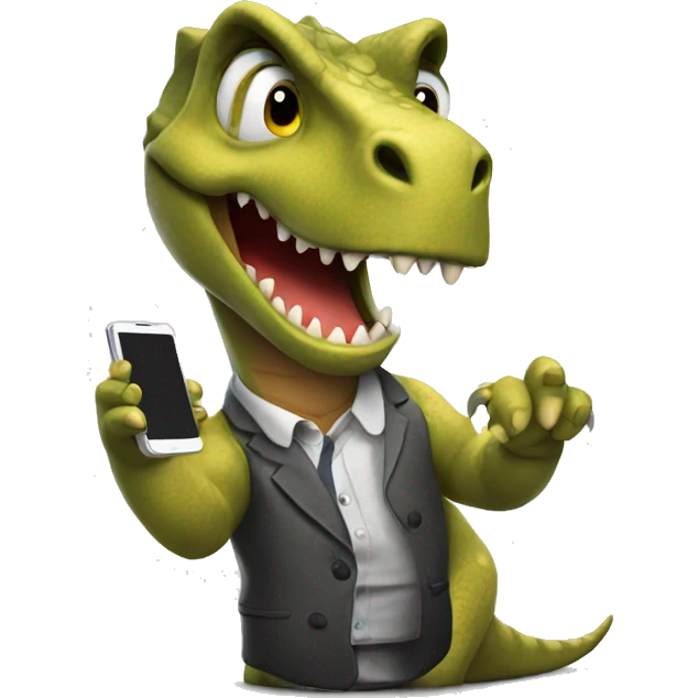 Dinosaur with phone emoji