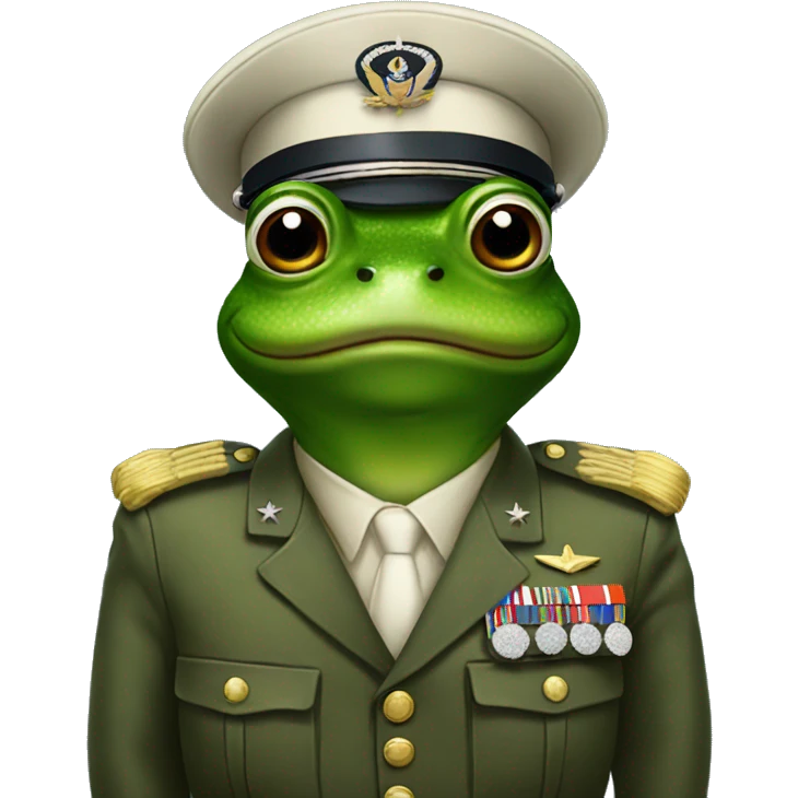 Frog in a military uniform emoji
