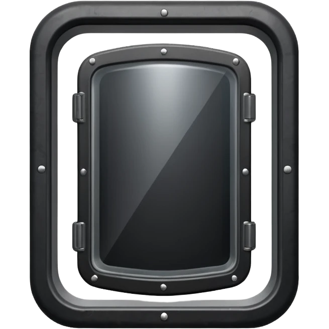 black riot shield with RCR in white and a rectangular viewing window emoji