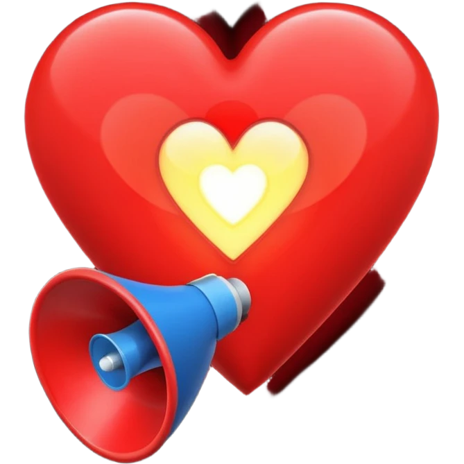 megaphone with a glowing heart coming out emoji
