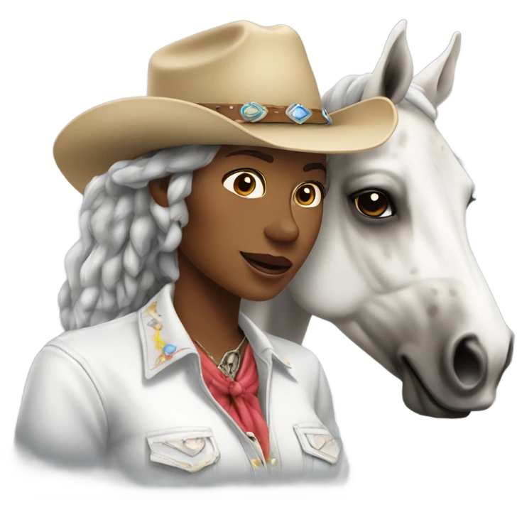 white cowgirl with appaloosa horse emoji