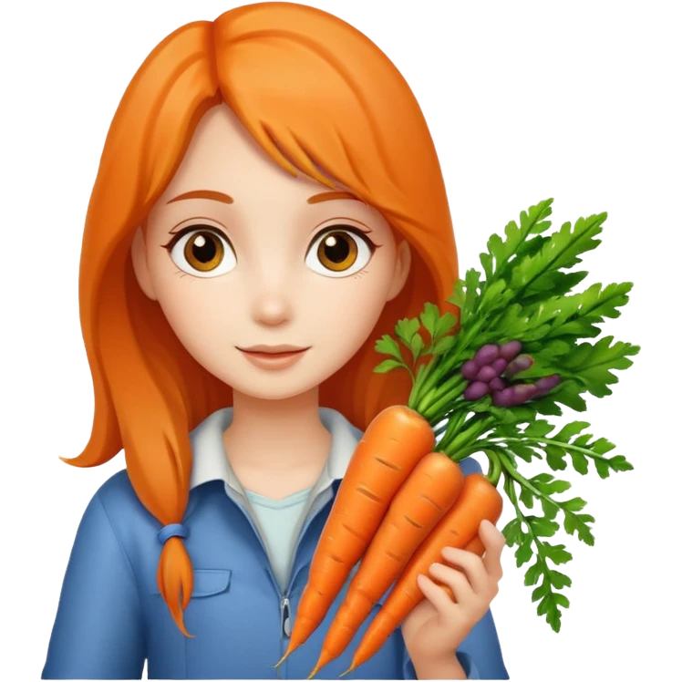 girl with a bunch of carrots emoji