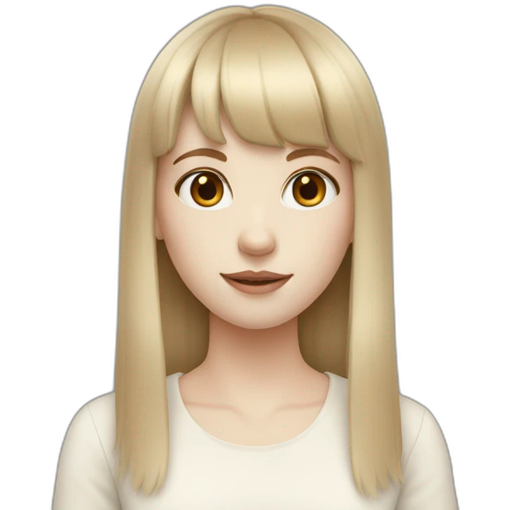 pale skinned girl with brown hair and bangs emoji