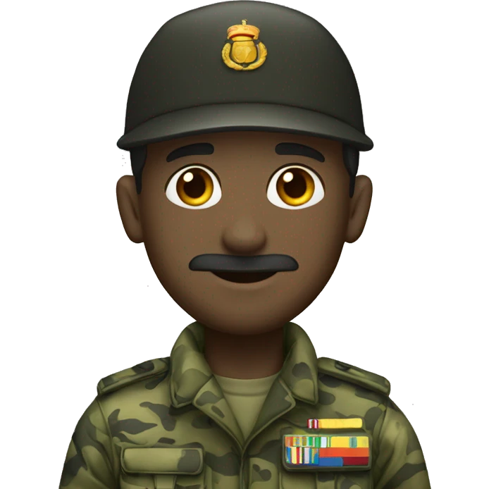 Um soldado com uniforme camuflado preto emoji