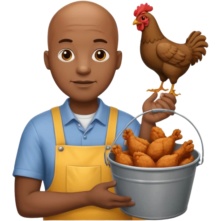 Bald black guy with fried chicken bucket emoji