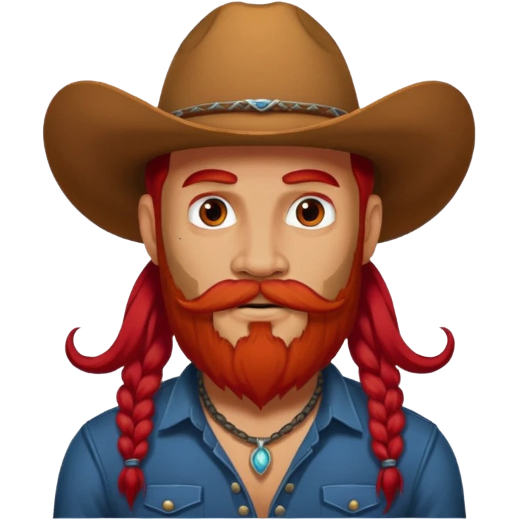 mustached cowboys with tattoos on face and bead and long red hairs emoji