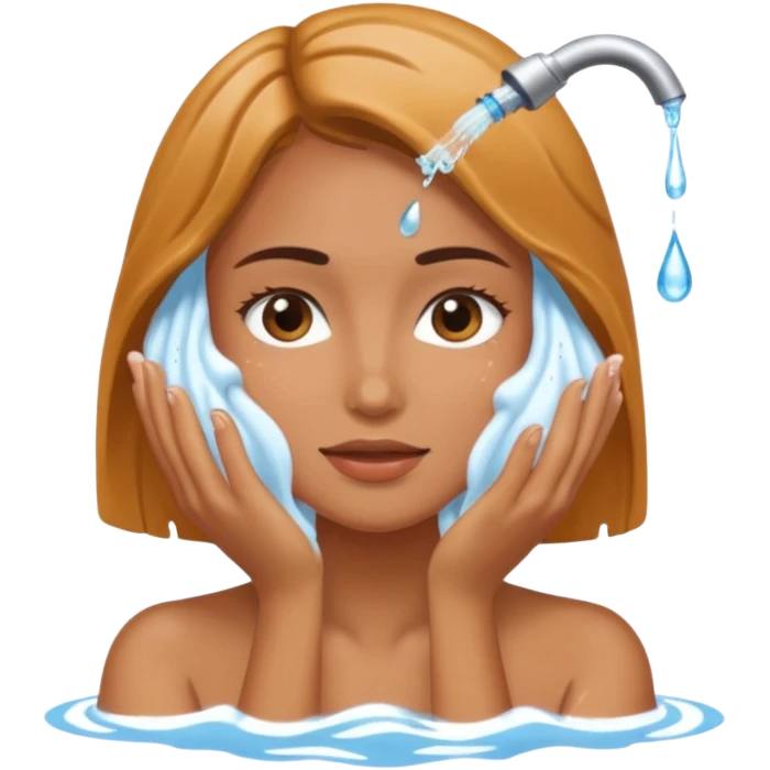 a female washing her face outside of shower  emoji
