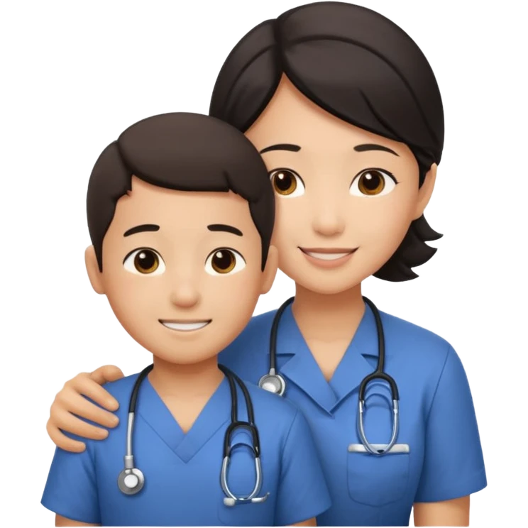VERY VERY LARGE BREASTED ASIAN nurse comforts a boy  emoji