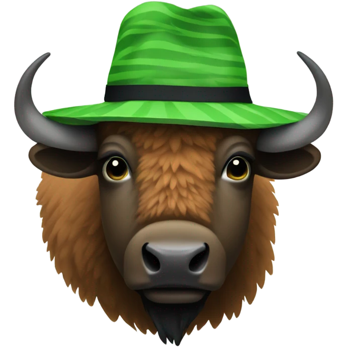 Bison with a green hat black striped  emoji