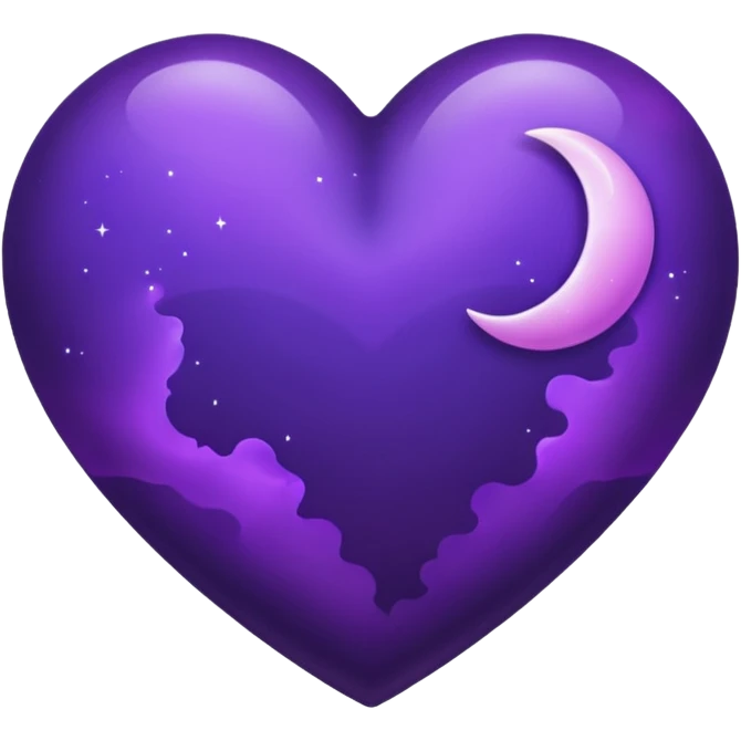dark purple heart with a purple Moon emoji