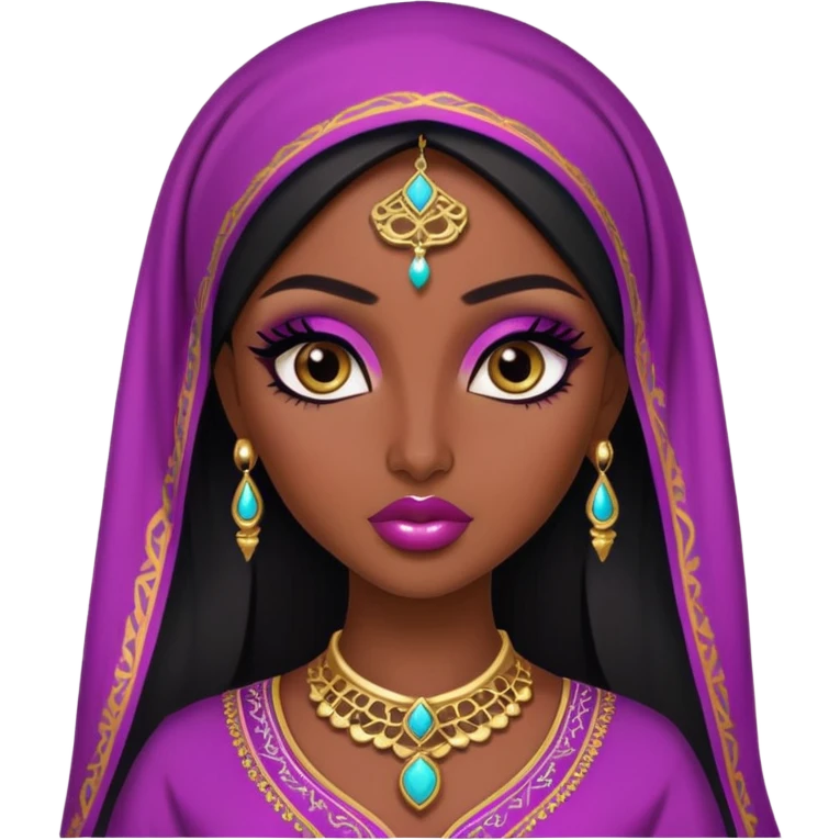 arabian, pretty lips, arabian clothes, dark skin,  dark bl, pretty bratz baddie, black eyeliner emoji