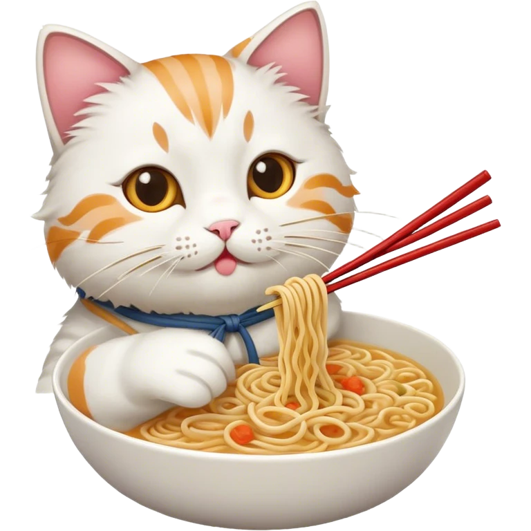 cat eating noddles emoji