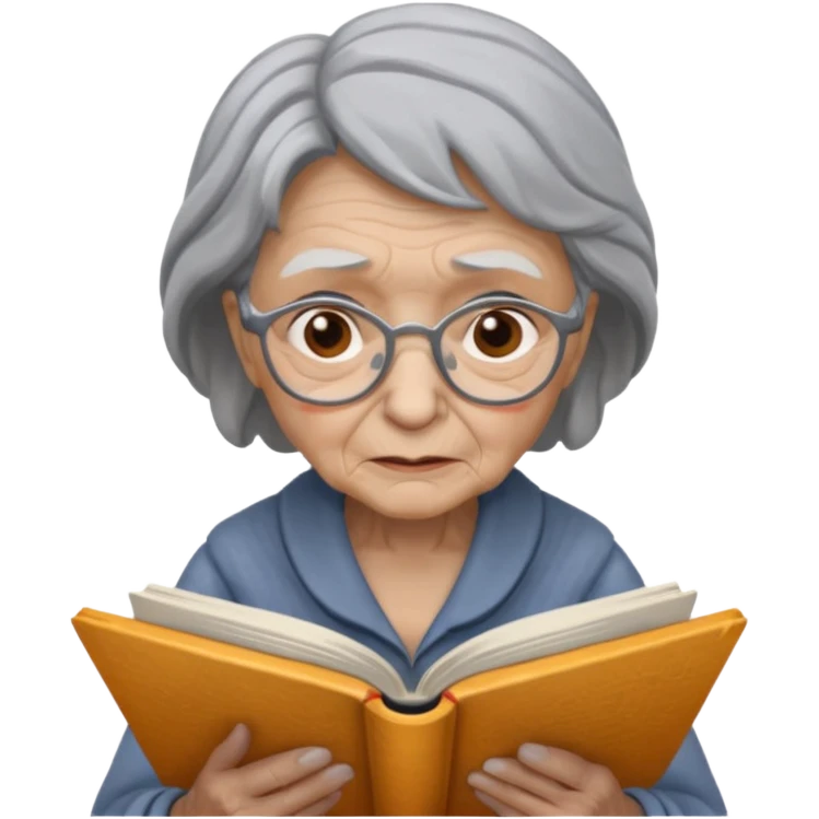 old woman read book emoji