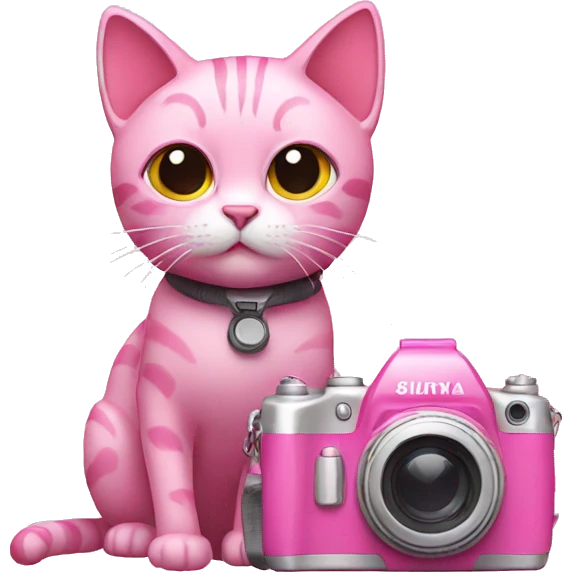 Pink cats with camera emoji