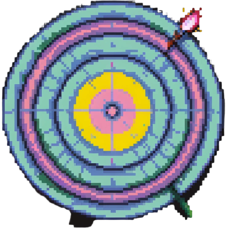 A pixel art bullseye target with pastel spring colors emoji