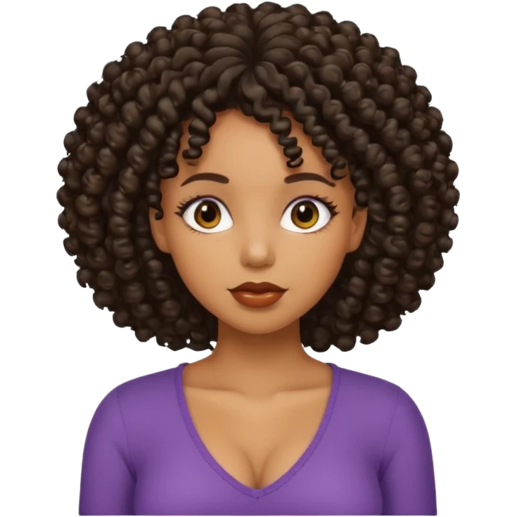 Black girl with curly hair with big bobs emoji