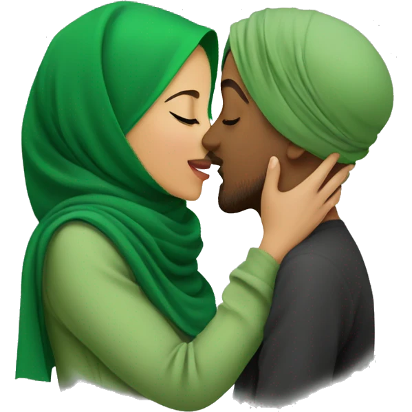 kiss from muslim woman in green hijab emoji