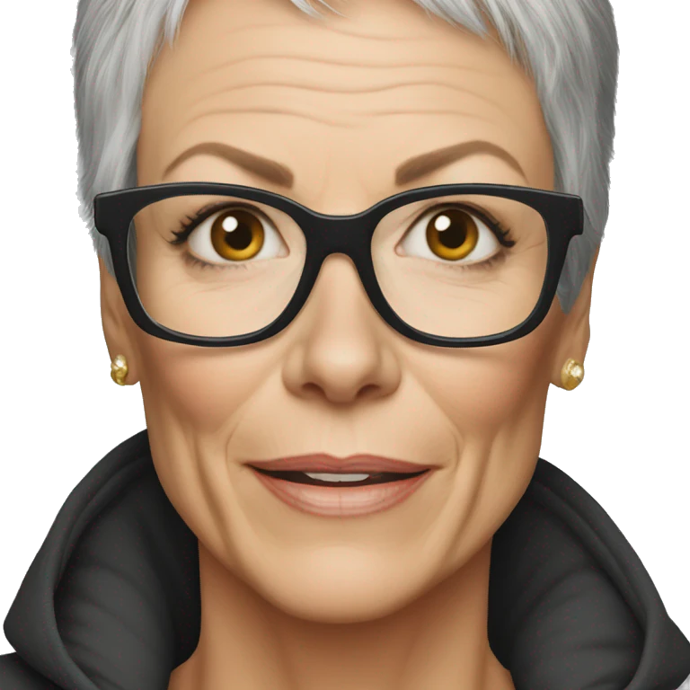 super realistic jamie lee curtis wearing tee emoji