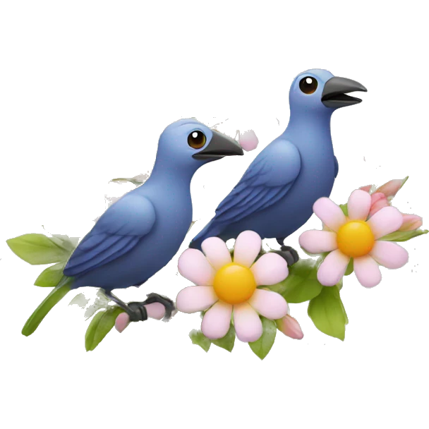 Birds with flowers emoji