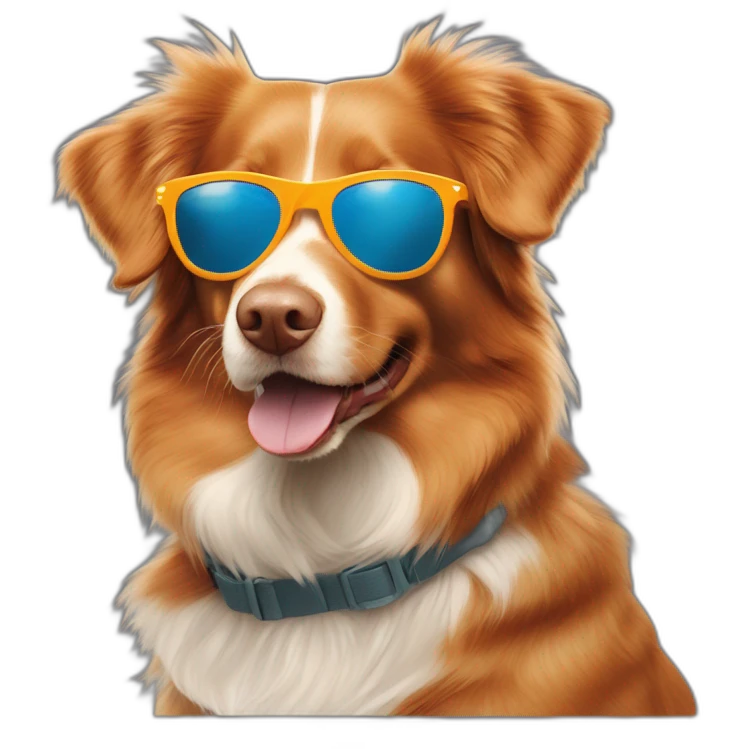 Nova Scotia duck tolling Retriever with sun glasses emoji