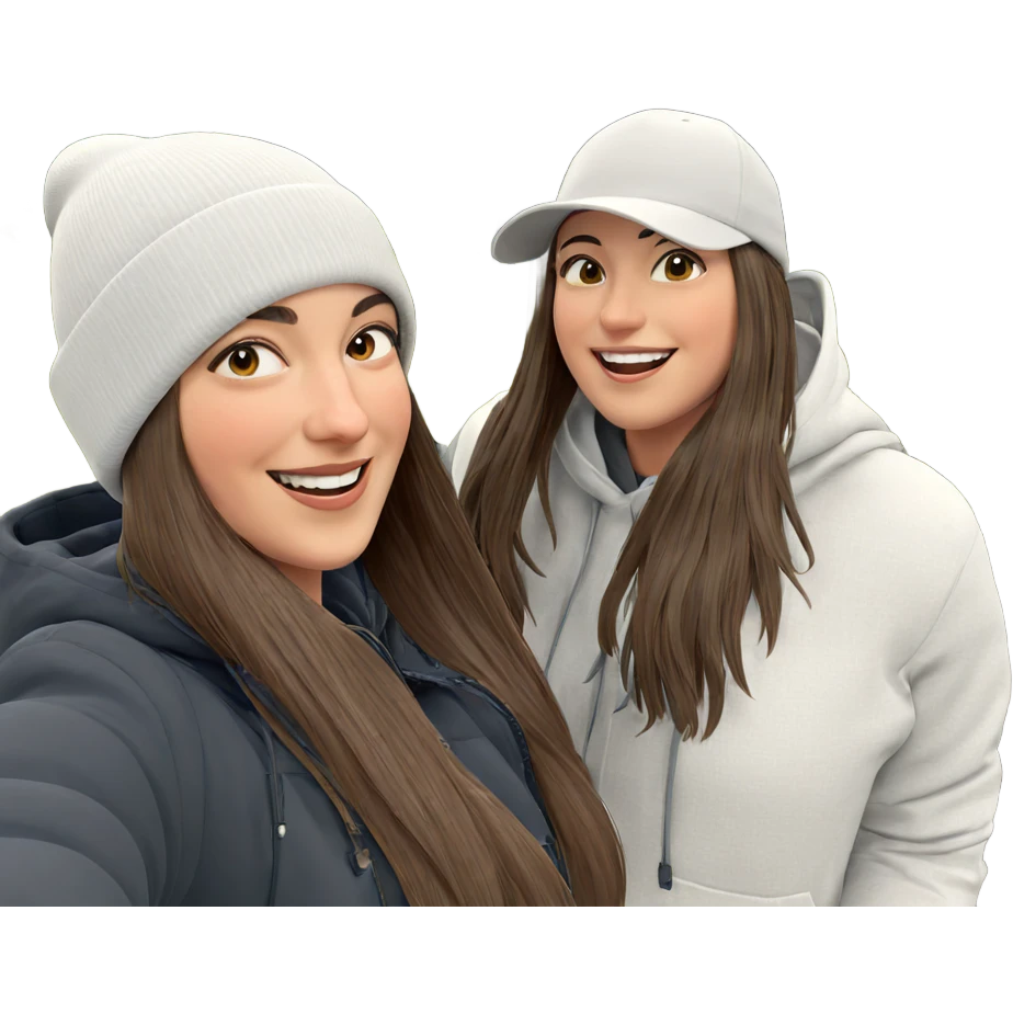 smiling girls in outdoor setting emoji