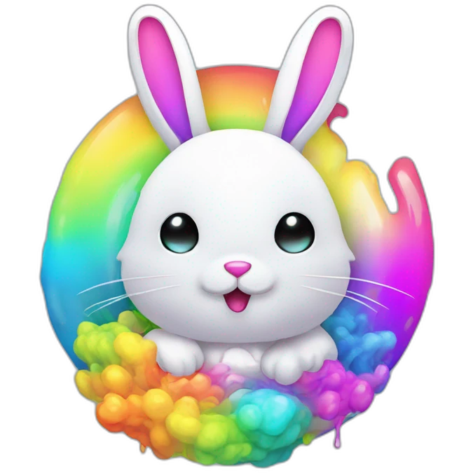 wonderland bunny tech glitchy rainbow colors vector art emoji