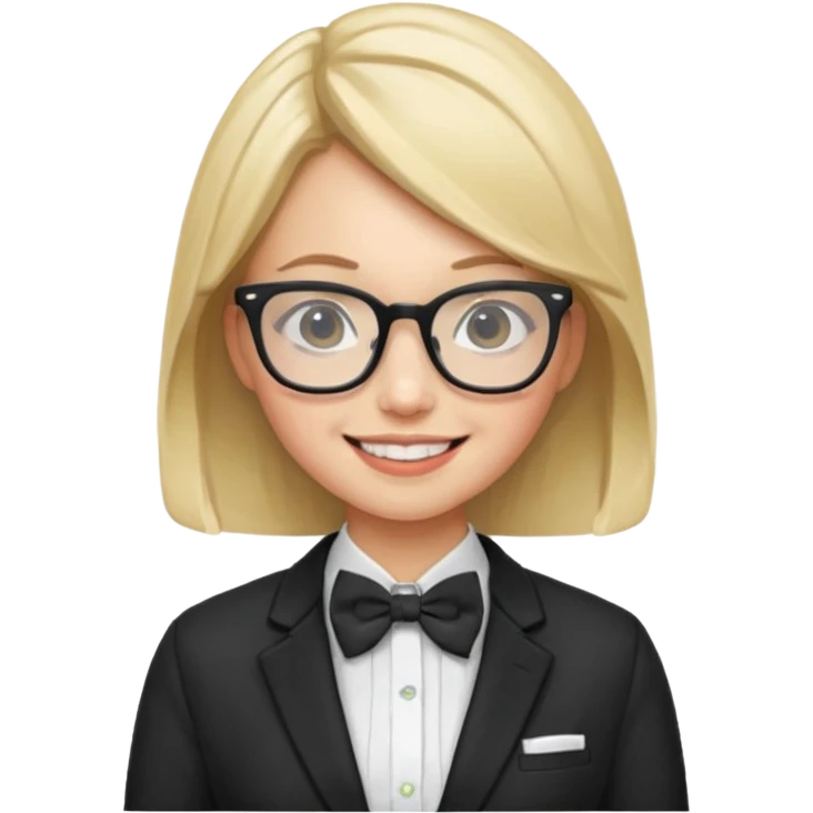 girl with bowtie, jacket and glasses emoji