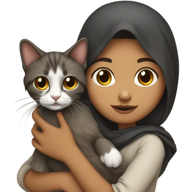 An Afghan girl with a ragdoll cat emoji
