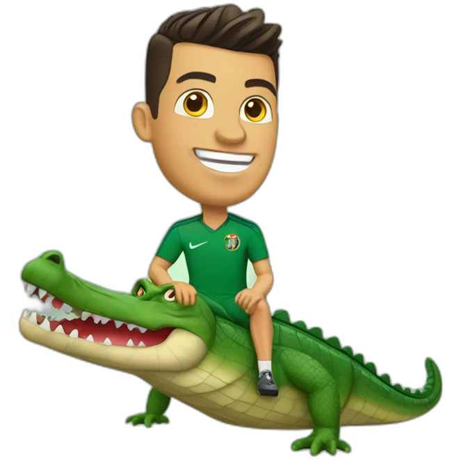 Cristiano Ronaldo sur un crocodile emoji