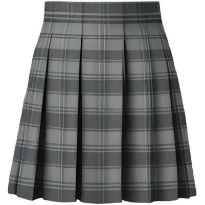 Grey tartan pleated mini skirt, isolated emoji
