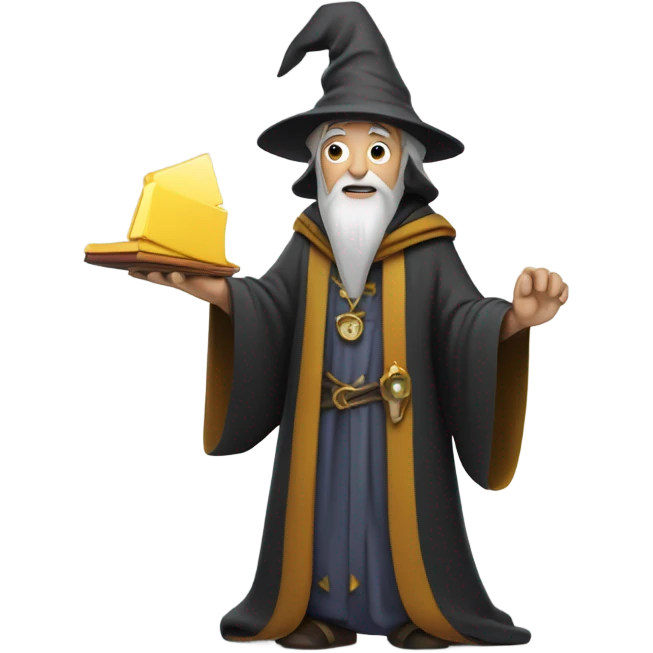 wizard holding a big hard disk emoji