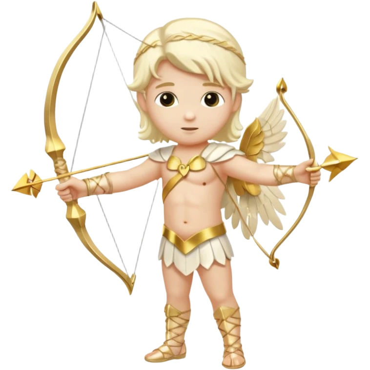 Cupid, God of Love from Gods and Goddesses with long platinum blonde hair, cream sequin outfit emoji