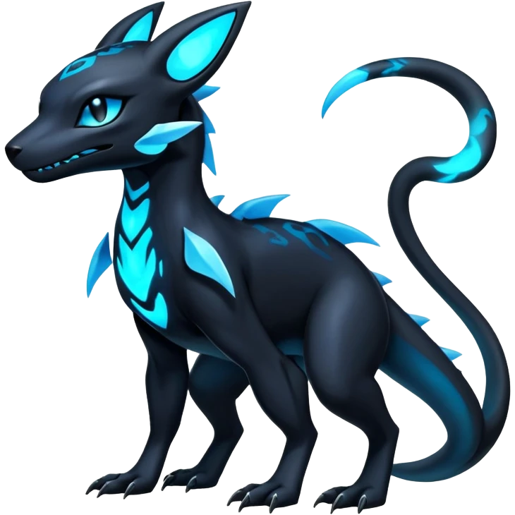 Dark Edgy Glowing Elemental Salandit-Umbreon-Fakémon-hybrid-creature (full body)  emoji