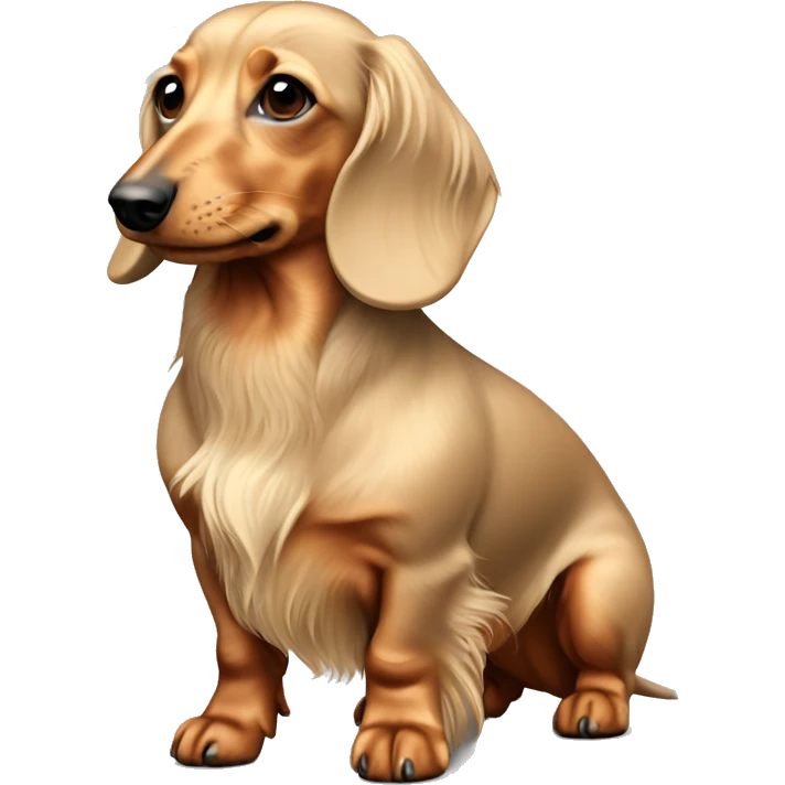 Light Beige color long hair dachshund full body emoji