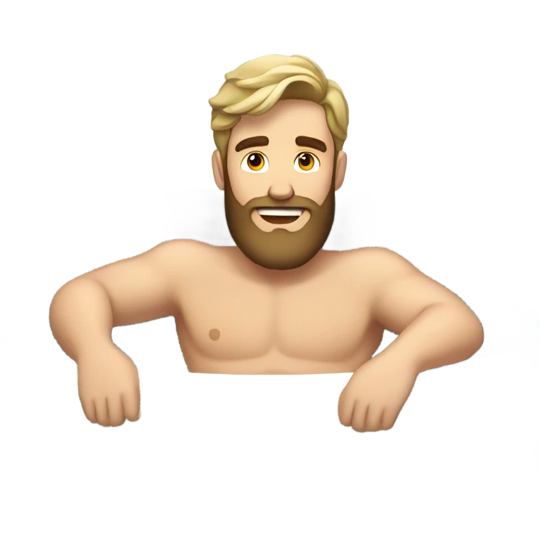 Handsome young bearded white man sitting in hot tub emoji