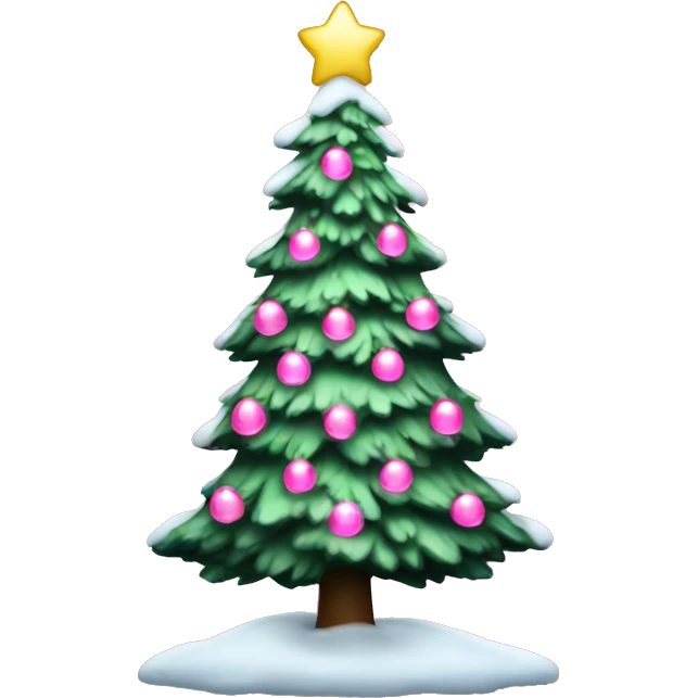 snowy christmas tree with pink lights  emoji