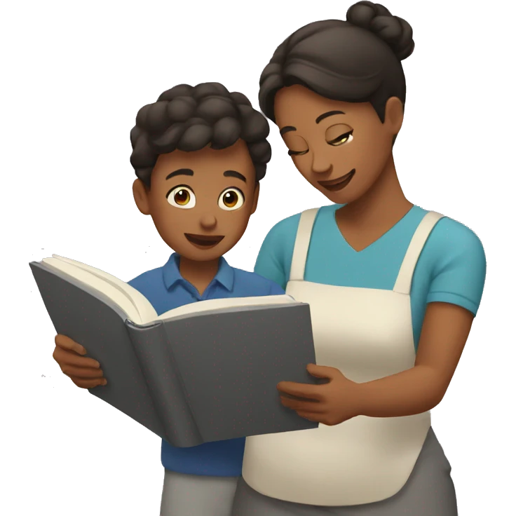 Mother teaching son emoji