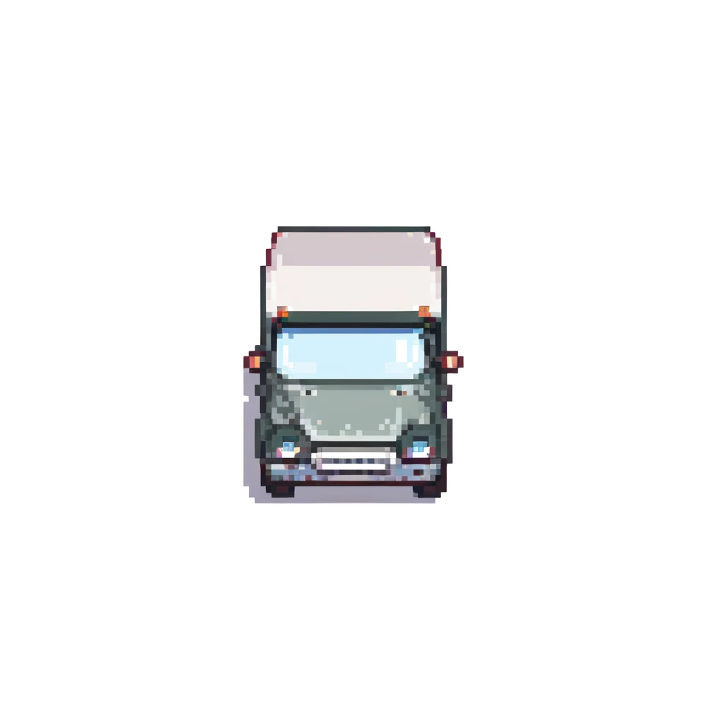 basic courier truck from side angle, few pixels emoji
