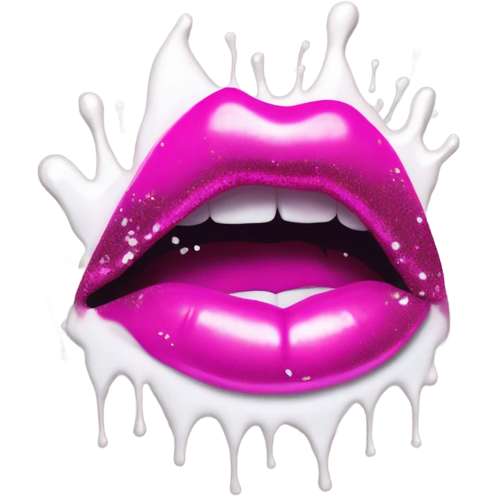 White paint dripping from hot pink ombre glittery lips emoji
