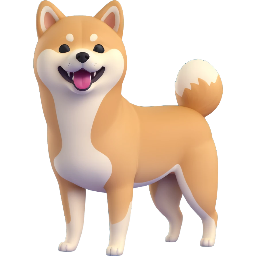 shiba inu standing, laughing emoji