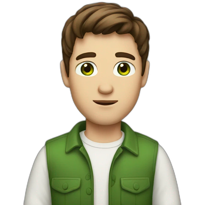 Men with brown hair and green eye emoji