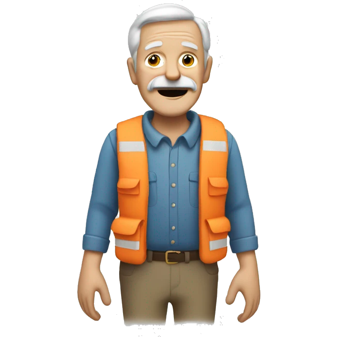 old man with walker and has a life vest on  emoji