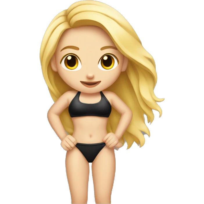 Blonde girl in black bikini. Wrist. Necklace. Rope emoji