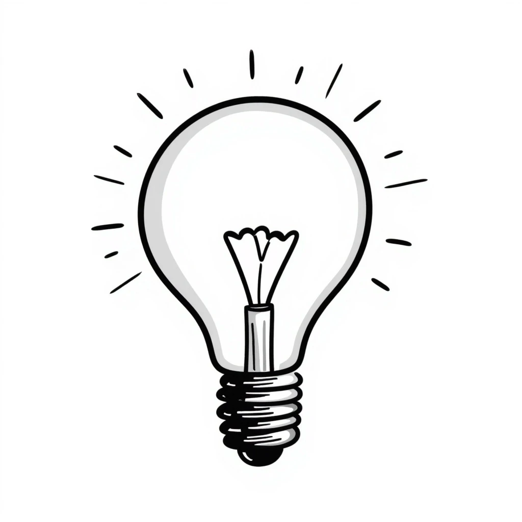 light bulb hand drawn black doodle style emoji