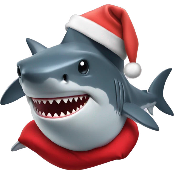 Shark with santa hat emoji